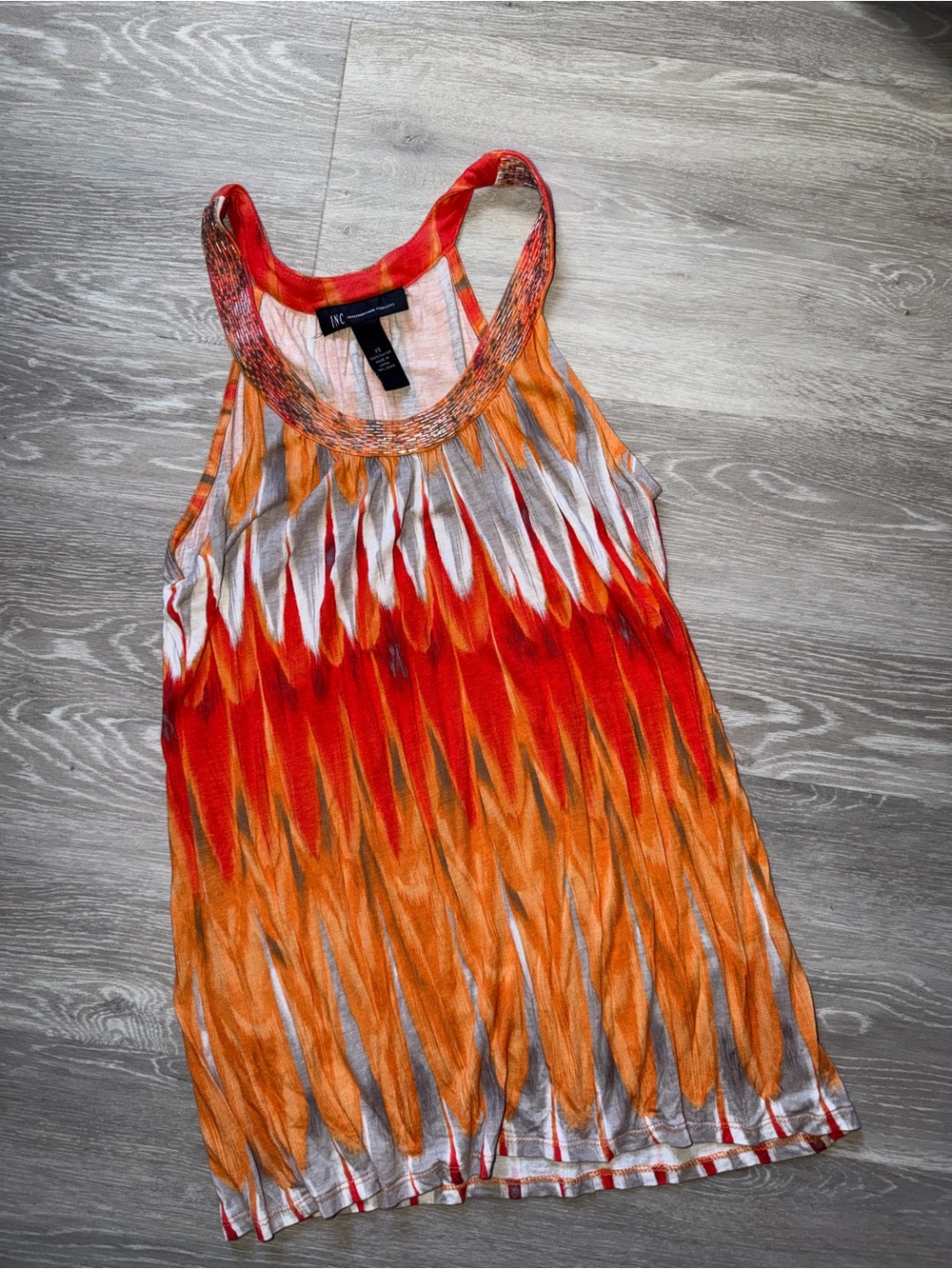 INC International Concepts Red & Orange Printed Racerback Tank
